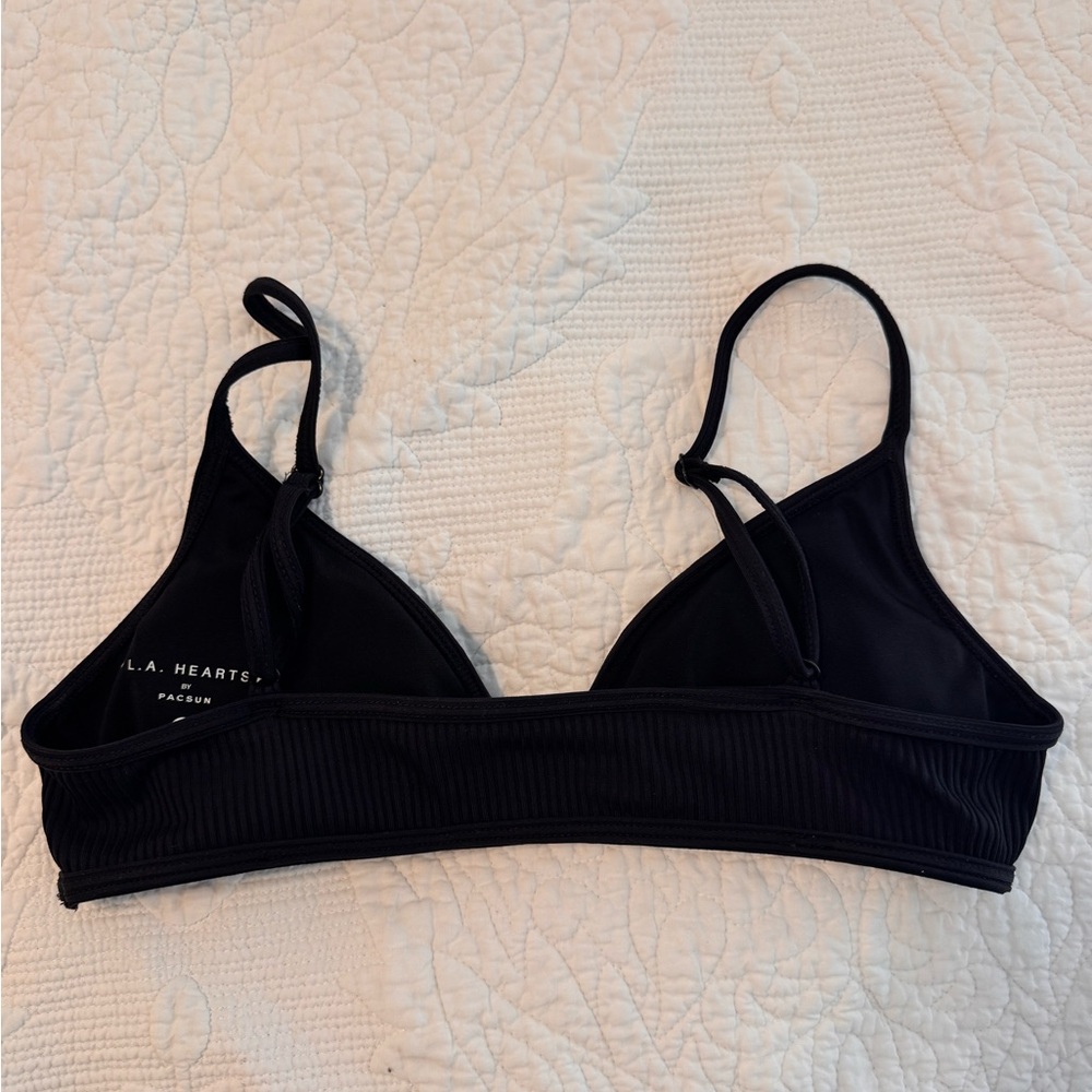 Black Ribbed Bathing Suit Top - Picture 3 of 4